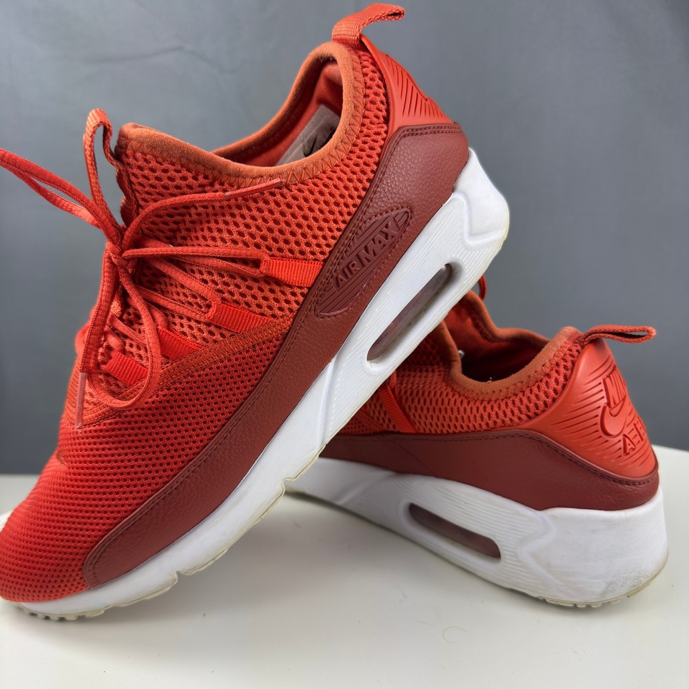 Nike Air Max 90 EZ Womens 9.5 Orange Clay Mesh Slip On Sneakers AO1520-800